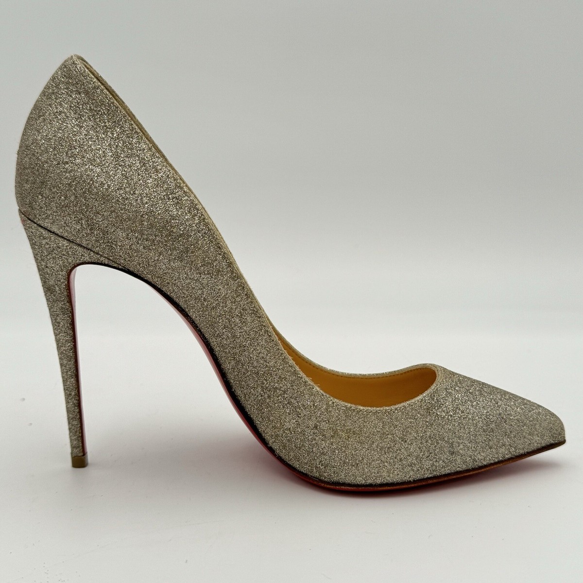 Silver Glitter Pointed Toe Pigalle Follies 100 Glittered Leather