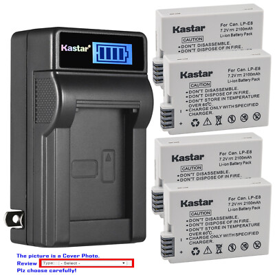 Kastar Battery LCD Wall Charger for Canon LP-E8 LC-E8 Canon EOS Rebel T4i Camera