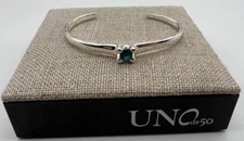 NEW Uno de 50 COSMOS Blue Crystal Silver Plated Cuff Bracelet Adjustable