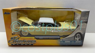 JADA SHOWROOM FLOOR 1960 CHEVY IMPALA 1:24 YELLOW WITH WHITE