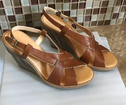 Timberland Women's Merge Wedge/Sandal Brown/Tan Canvas Size 7M NEW - Picture 6 of 9