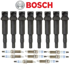 OEM Ignition Coil + Spark Plug Double Platinum (8set) Bosch for BMW V8 5 7 X5 X6