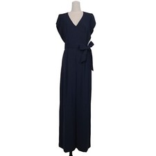 NWT Eliza J Flutter Sleeve Crepe Wide Leg Jumpsuit Navy Sz 10