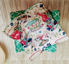 2 TEA CUP Fabric Bowl Koozie Quilted Reversible Microwave Safe Washable Cotton 