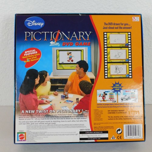 Disney Pictionary DVD Game Drawing Animation Characters Mattel Games Open Box - Picture 9 of 9