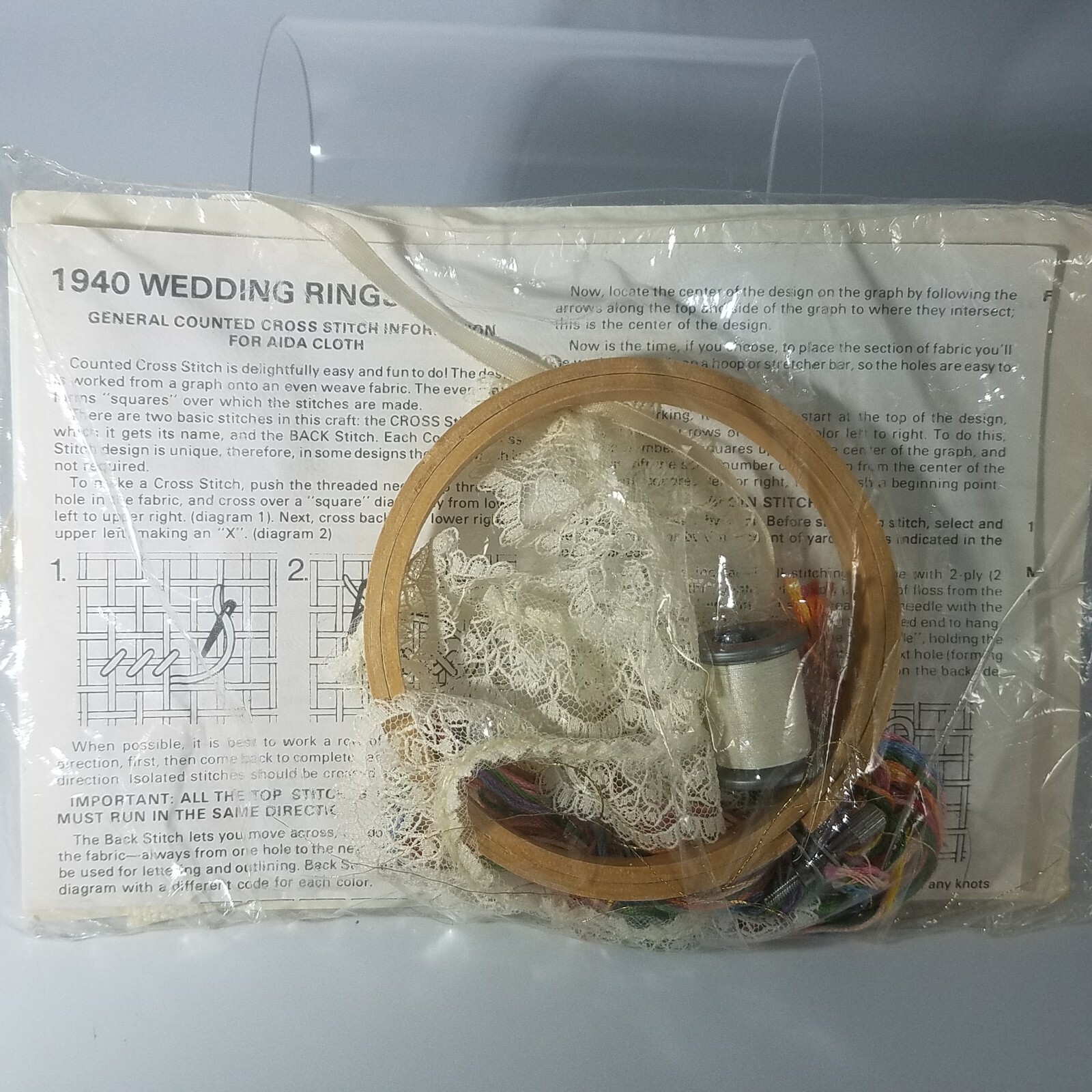 Vintage Cross Stitch Kit Creative Circle NIP Wedding Ring-Bless This Child #1940