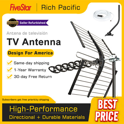 2025 HDTV Antenna 200 Miles Range 4K/1080P Supports UHF VHF ATSC 3.0 w/ Pole