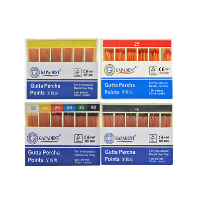 120 Points Dental GAPADENT Gutta Percha Points Endodontics #15/20/25/30/35/15-40