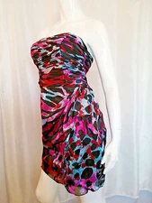 NWT Cache SEXY Colorfull Strapless 100% SILK Strapless Evening Dress  6 M