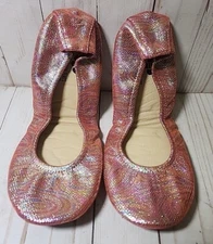 The Storehouse Flats "Lovespell" Coral Pink Sz 9 Foldable Leather Ballet Slip-on