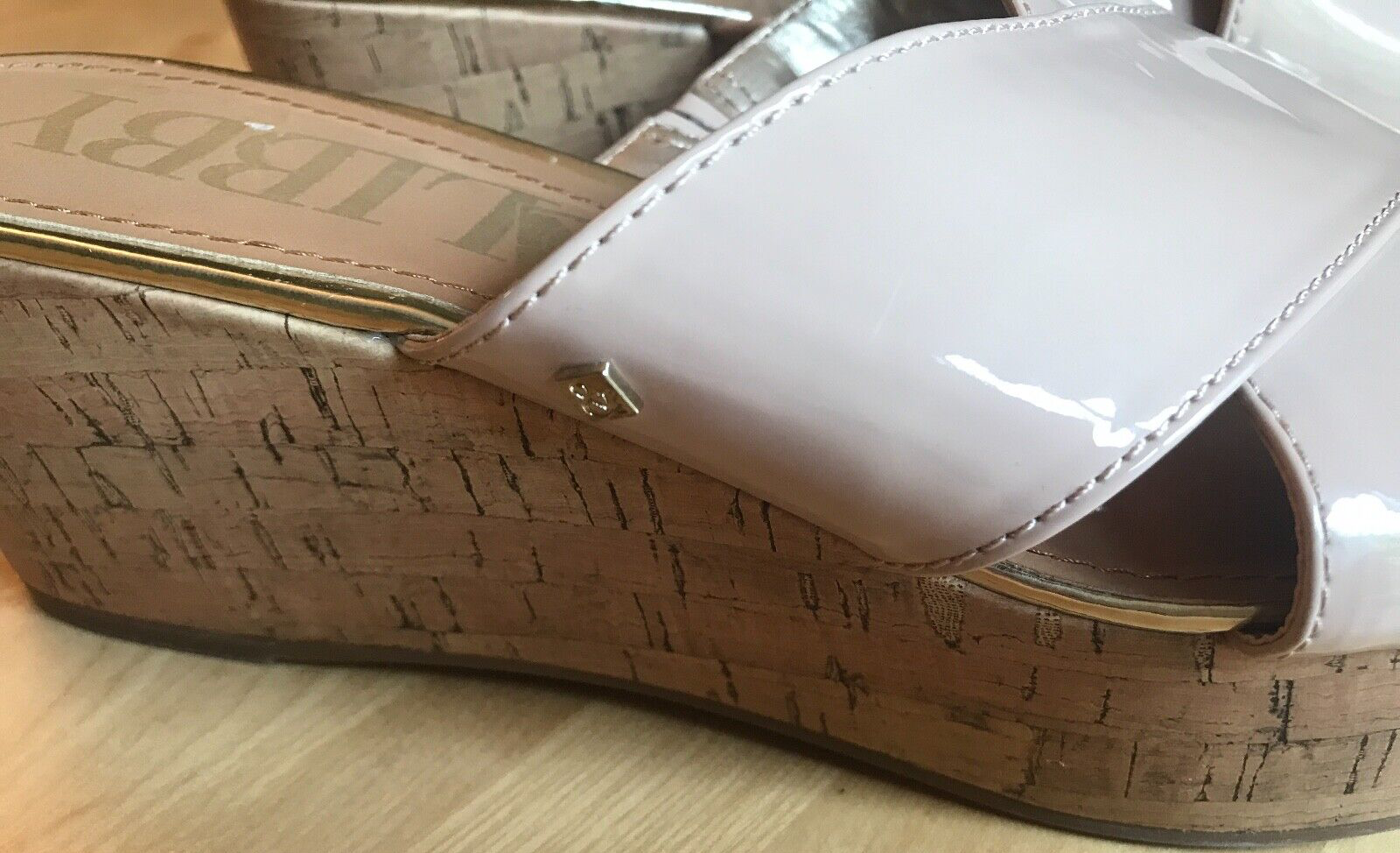 APL SAM & LIBBY ZEPPA IN SUGHERO MARRONE TALPA BLUSH VERNICE CINTURINO INCROCIATO TAGLIA 10