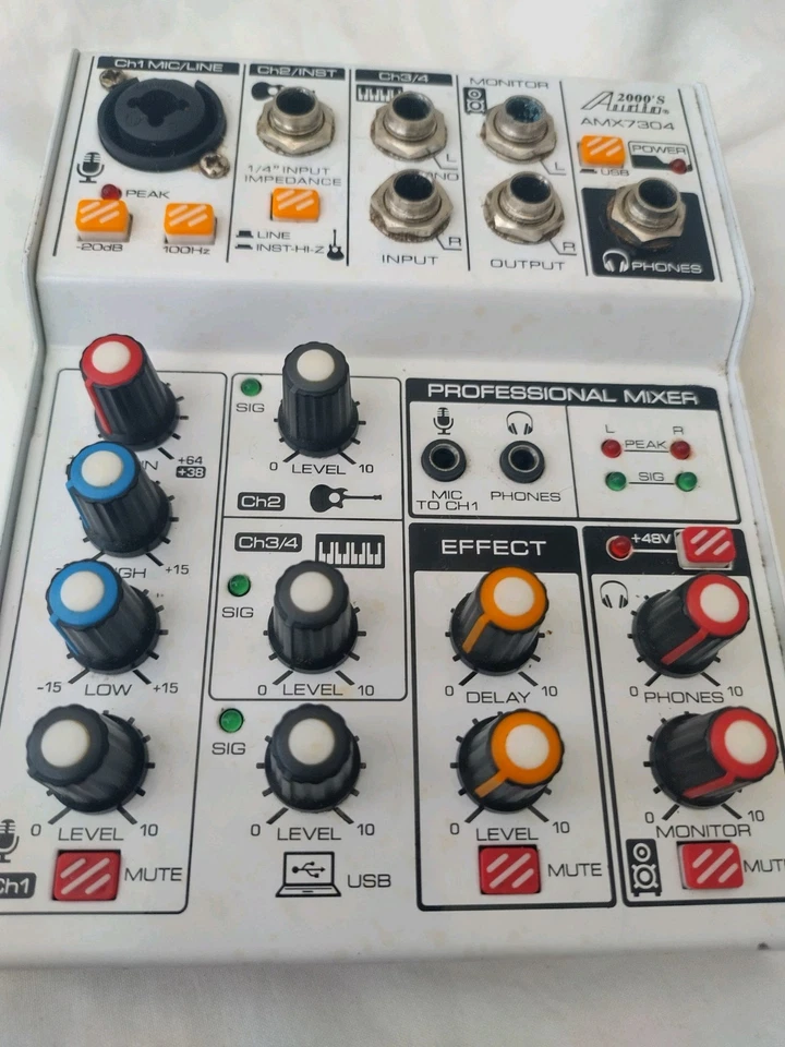 Audio2000s AMX7304 Four-Channel Audio Mixer w/USB Interface & Sound Effect-MR - Image 4 of 4