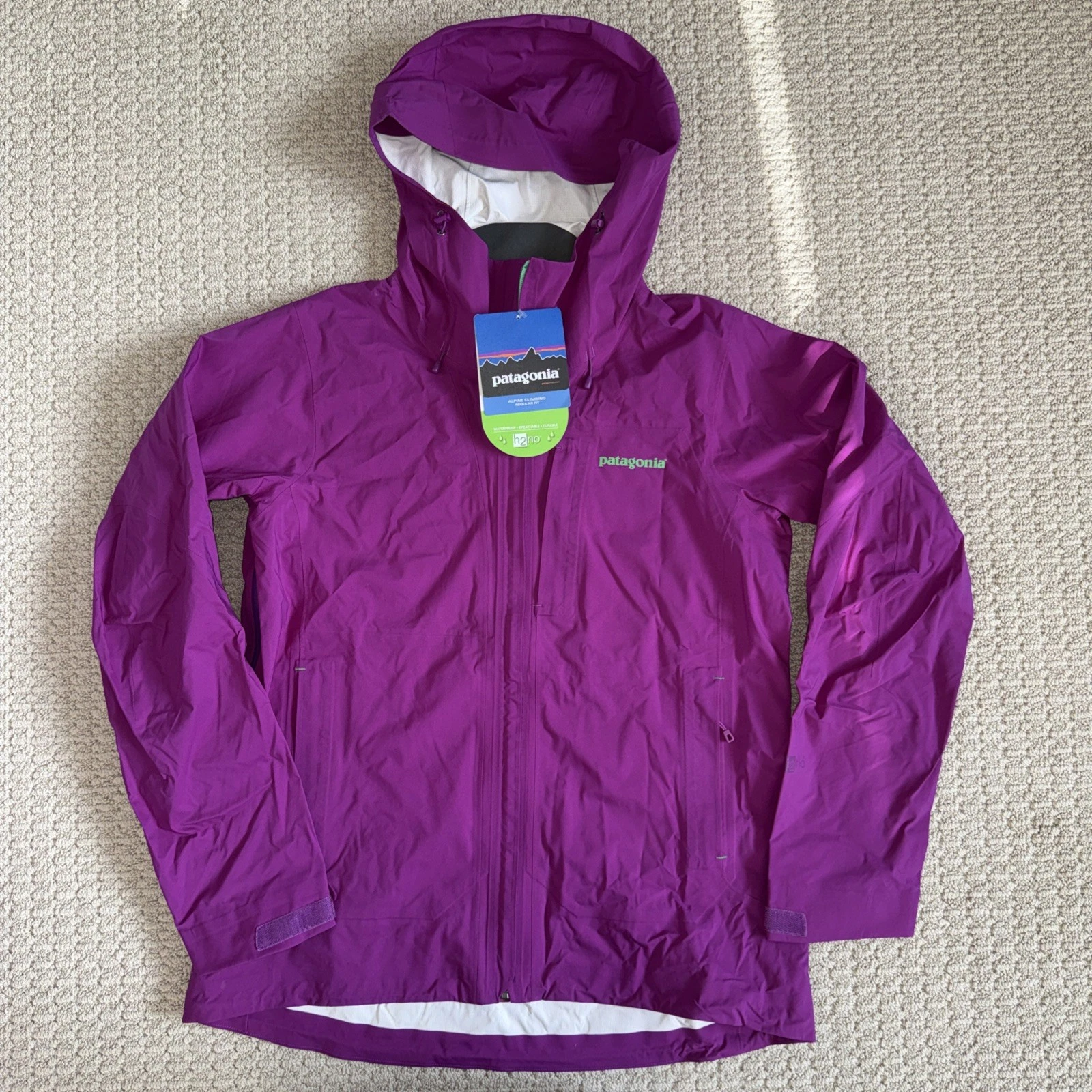 Patagonia H2no Rain Troposphere zip jacket Womens Purple With Green Large New