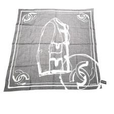 CHANEL CC Logo 55 Schizzo Sciarpa Fazzoletto 100% Cotone Bianco BK Italia 63RL869