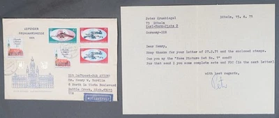 MayfairStamps Germany 1971 Leipzig Fair Combo to Battle Creek MI Letter & Air Ma - Image 1 of 2
