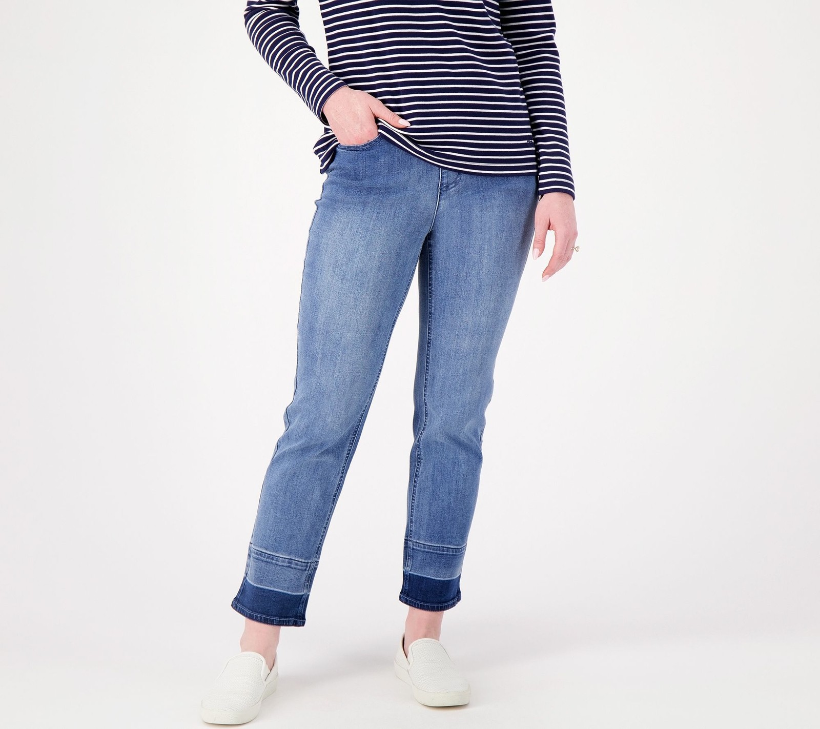 Isaac Mizrahi Live! Women's Plus Sz Pants 32 Reg Indigo True Denim Blue A572782