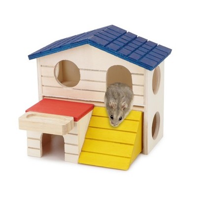 Small Animal Two Layer Wooden Hamster Hideout Hut House Mice Gerbil Rat