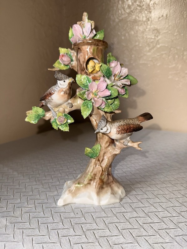 Nesting Birds Sitzendorf Porcelain Figurines- Set Of Two