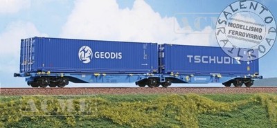 ACME 40399 H0 1:87 - Intermodaler Güterwagen Sggmrs 90' Eurowagon ''Geodis'' und ''Ts