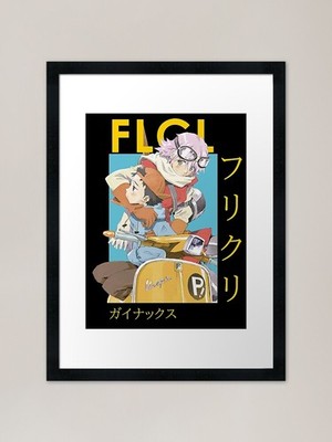 FLCL Fooly Cooly Haruko Naota Karte gerahmt Wandbild Poster Leinwanddruck Bild