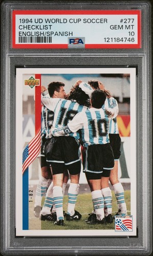 1994 Upper Deck World Cup Soccer Checklist Diego Maradona #277 PSA 10 (pop 20)