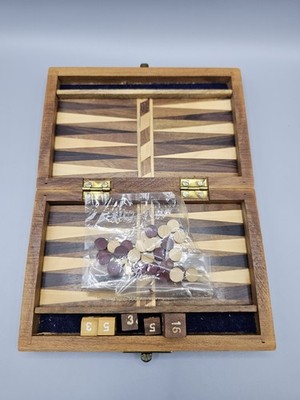 Klappbares Reise Backgammon Set Holz Theken und Würfel 10 × 15 cm Siehe alle Fotos 