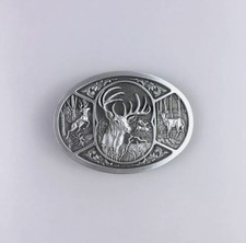 Vintage Western Wildlife Hunter Hunting Deer Belt Buckle