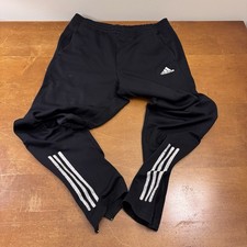 VINTAGE Adidas Sweatpants Mens Large Black Spell Out Logo Striped Soccer Active