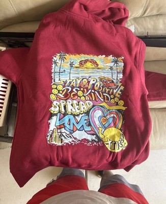 Xticca Burgundy Graphic Hoodie Streetwear Stay Positive 2XL Fleece