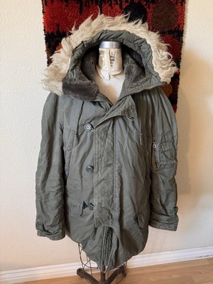 Extreme Cold Weather Parka N-3B Full Zip Fur Hood Pockets Green Military 1977