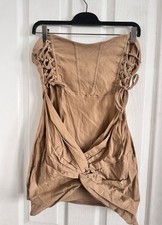 PRETTYLITTLETHING Women's Bodycon Lace Up Corset Dress In Mocha Size UK 14