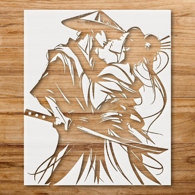Samurai Warrior Wall Art Reusable Plastic Stencil for DIY Crafts - StencilAir