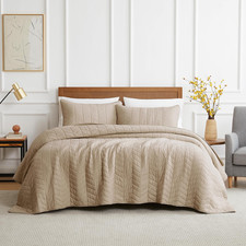 Palassio Dark Beige Cotton Quilt King Size Bedding Sets Pillow Shams