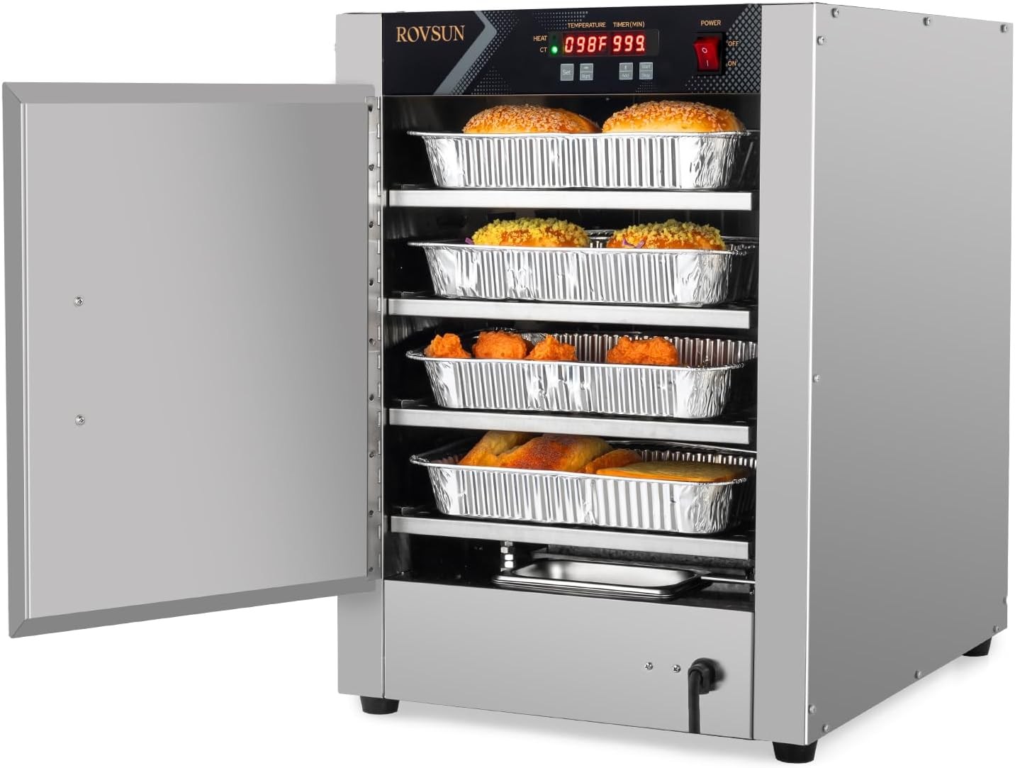 Commercial Electric Food Warmer, 4-Tier Pizza Warmer Hot Box Food Warmer, 800W