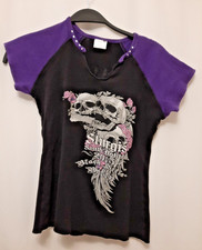 Vance Bikewear 2015 Sturgis USA made M sparkle neck black purple fr & back tee