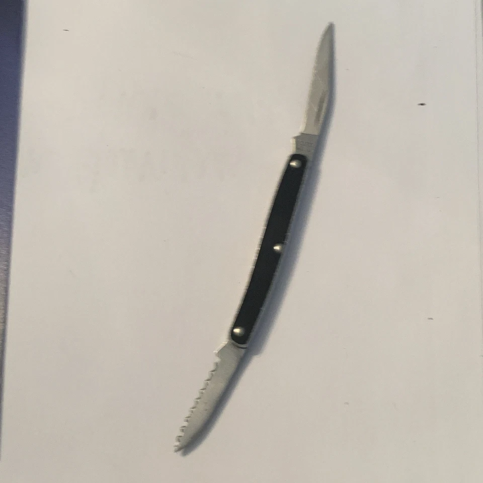 Cutco 1885 美国折叠刀 2 刀片黑色锯齿直罕见 — 第 4/4 张图片