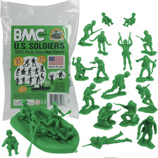 BMC Marx Plastic Army Men US Soldiers - Green 31Pc WW2 Figures - Made in USA