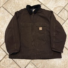 VTG Carhartt Jacket Mens 3XL Brown C26 DKB Arctic Quilt Lined Barn Chore Canvas