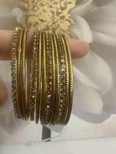 Gold Bangles with Multi-Stone Design Size 2.6
