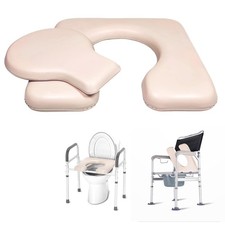 Beige PU Commode Seat Cushion Sponge Padded C Shape Waterproof Toilet Soft Pad