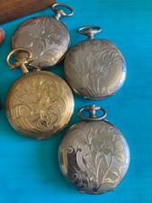 Horlogerie Ancienne Lot 4X Boitiers Montre Gousset Art Nouveau