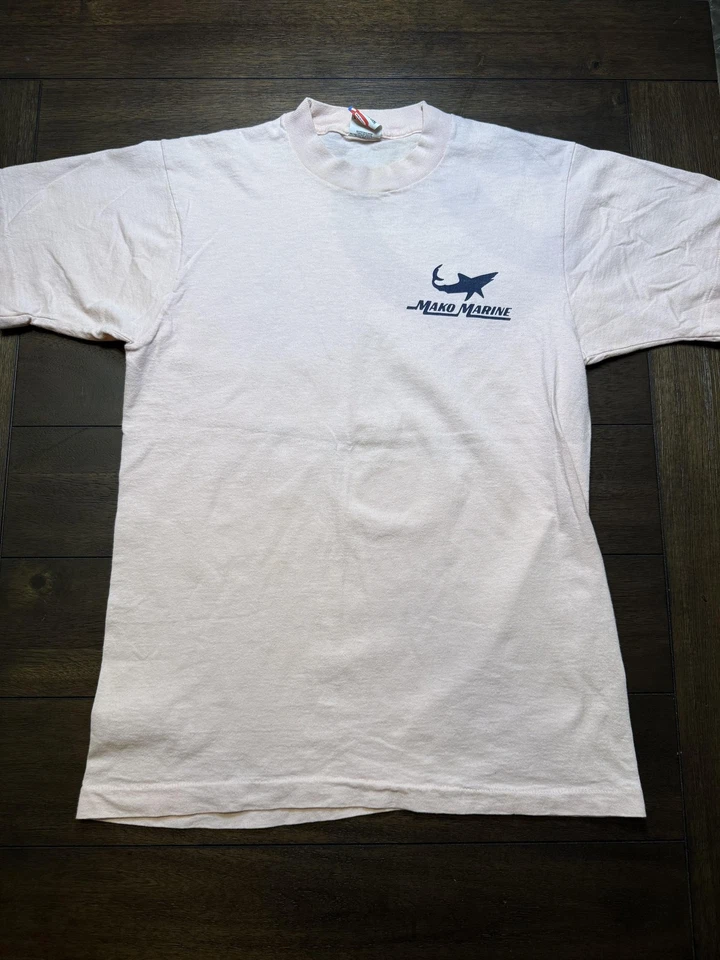 Винтажная мужская футболка Mako Marine Disney World средний размер розовая 1989 Christmas Boat - Изображение 3 из 4