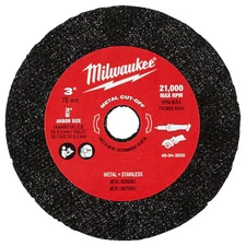 Milwaukee Tool 49-94-3000 Abrasive Cut-Off Wheel, Type 1, 3 In Dia, 0.04 In