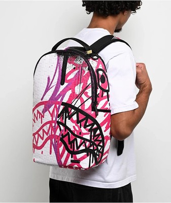 Sprayground Crash Graffiti Turbo Backpack🔥New White Bookbag Large