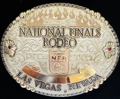 VNT NFR PRCA Las Vegas 925 Sterling Silver limited edition Buckle 5'' X 4'' 225g