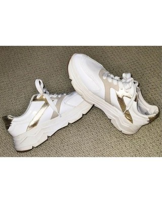 Women's s.Oliver White & Gold Sneakers (Size 39/8 or 8.5)