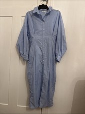 ASOS Sinched WaistStripped Shirt Dress Midi Women’s Size 8