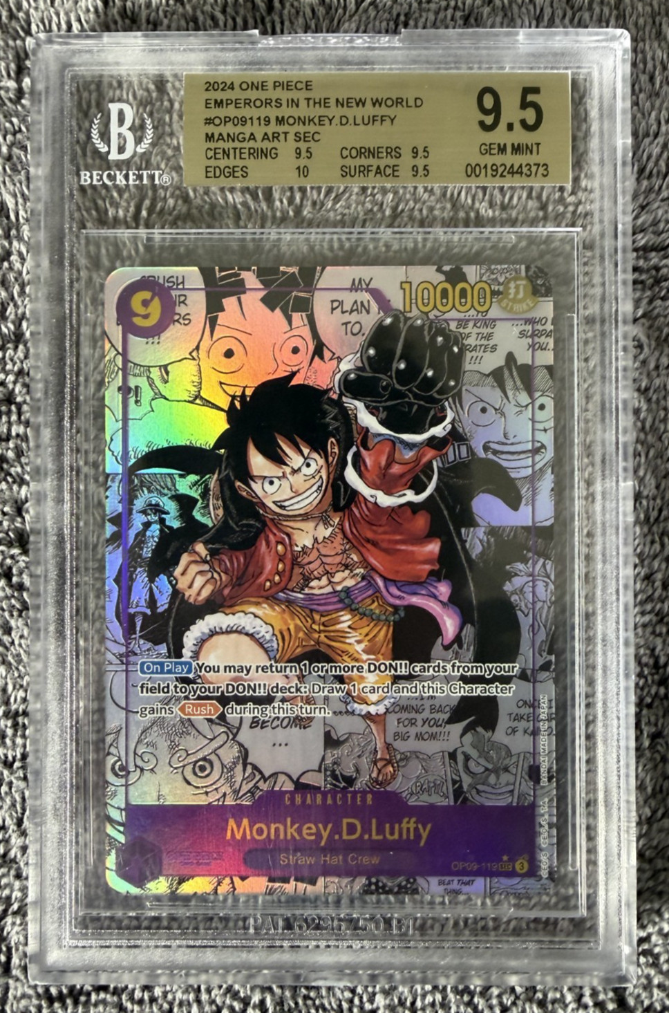 Monkey D Luffy OP09 Manga Alternate Art BGS 9.5 - One Piece 119 Emperors English