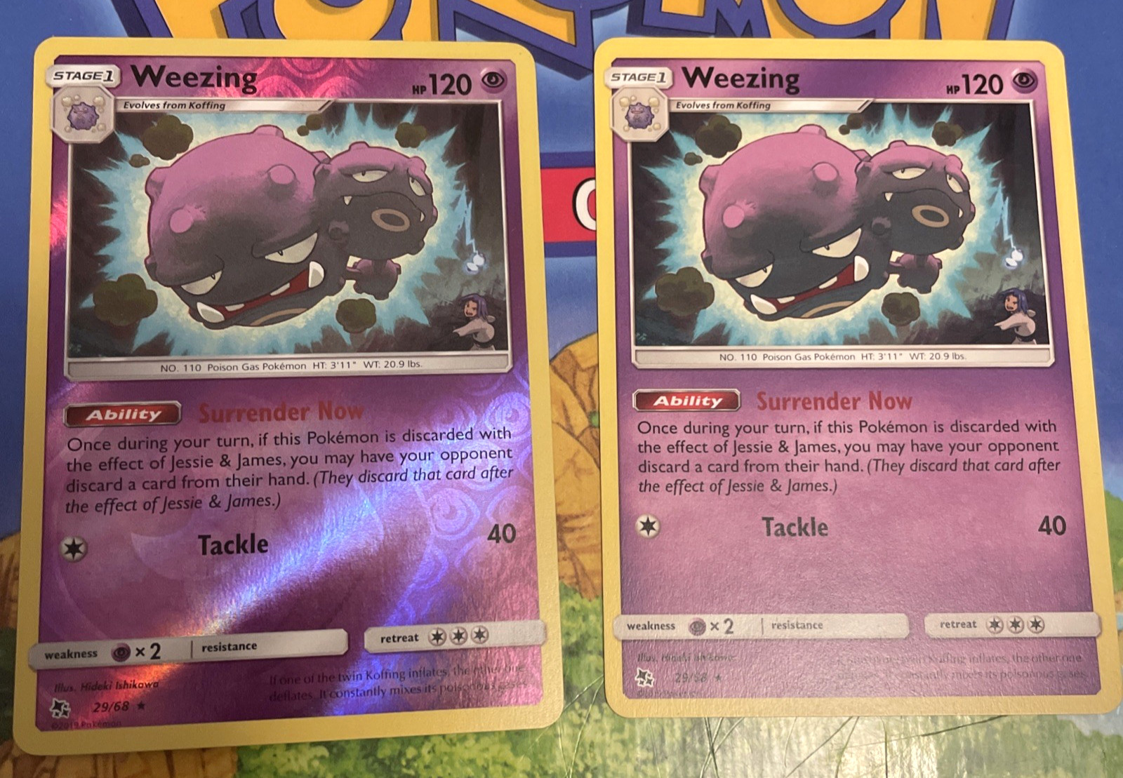 Weezing 29/68 - R Hidden Fates Pokemon Reverse Holo MINT!! x2