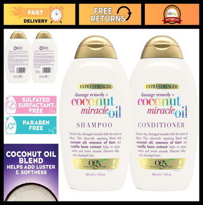 Coconut Miracle Oil Shampoo & Conditioner Set for Dry, Frizzy Hair - 2 Pack, 13